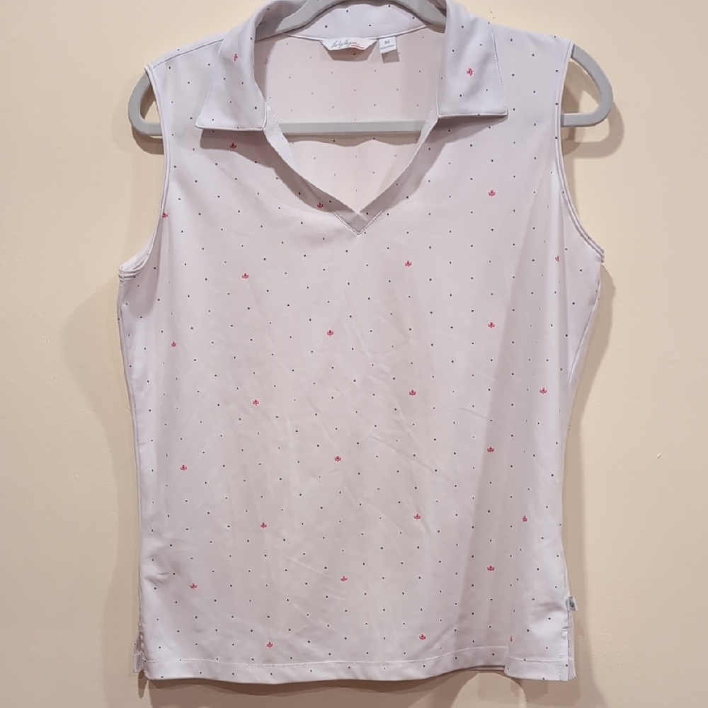 Lady Hagen White and Pink Sleeveless Tank Top